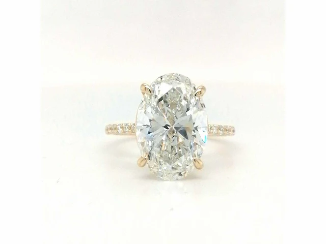 14 krt. geel gouden ring met diamant 5,37 crt. - afbeelding 6 van  12