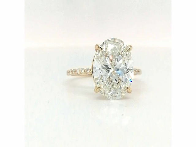 14 krt. geel gouden ring met diamant 5,37 crt. - afbeelding 8 van  12