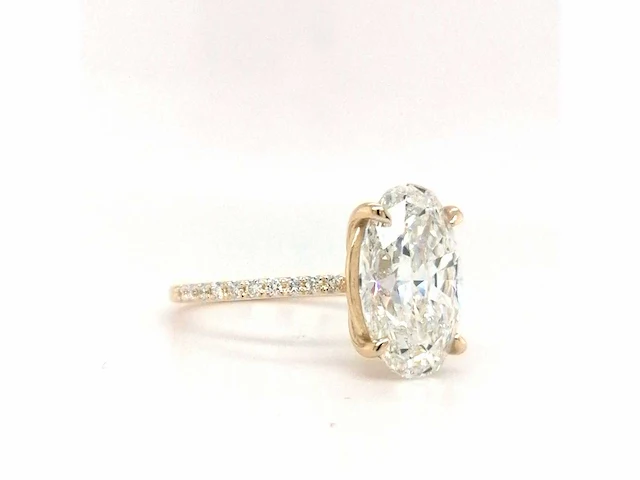 14 krt. geel gouden ring met diamant 5,37 crt. - afbeelding 10 van  12