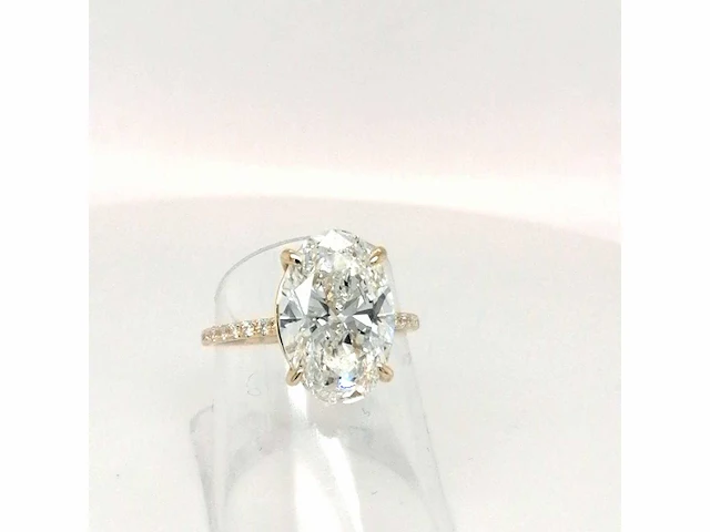 14 krt. geel gouden ring met diamant 5,37 crt. - afbeelding 12 van  12