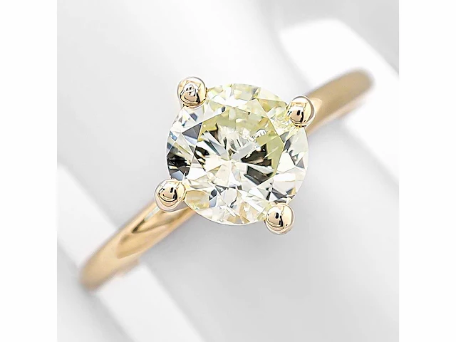 14 krt geel gouden ring met natuurlijke diamant 1,01 crt - afbeelding 1 van  6