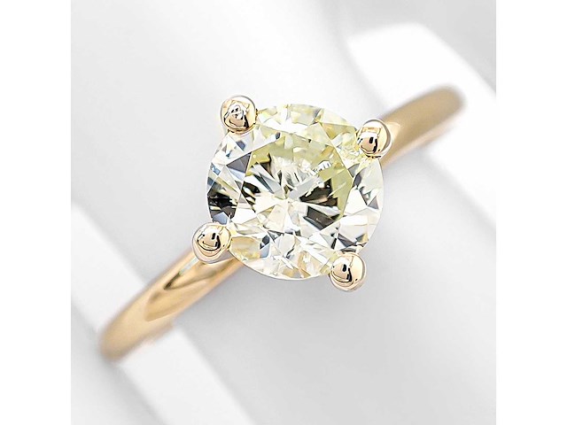 14 krt geel gouden ring met natuurlijke diamant 1,01 crt - afbeelding 1 van  6