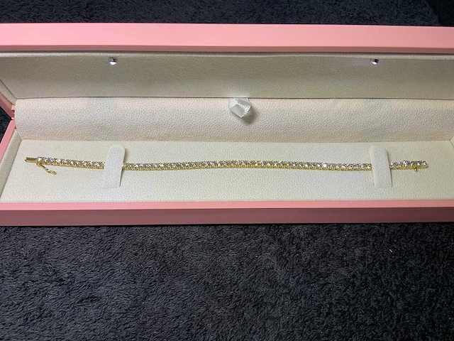14 krt geel gouden tennis armband 5,18 crt. diamanten - afbeelding 4 van  15