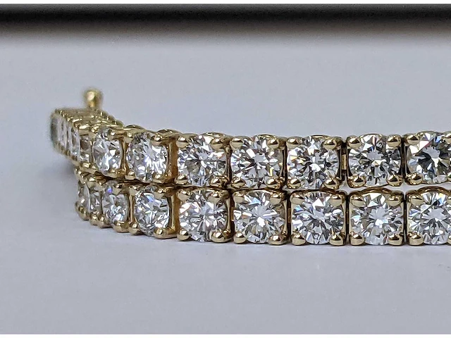 14 krt geel gouden tennis armband 5,18 crt. diamanten - afbeelding 12 van  15