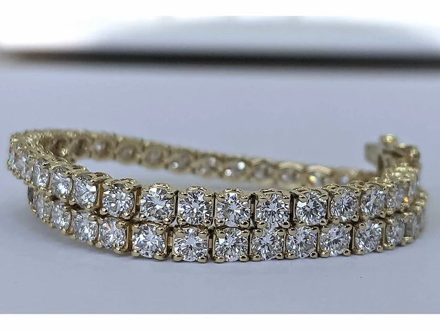 14 krt geel gouden tennis armband 5,18 crt. diamanten - afbeelding 14 van  15