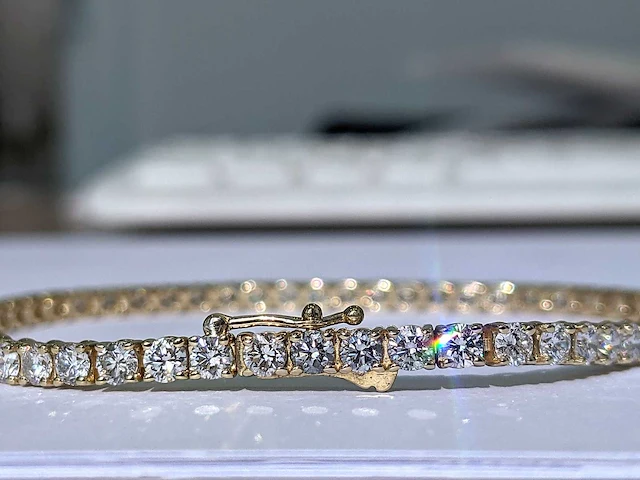 14 krt geel gouden tennis armband 5,18 crt. diamanten - afbeelding 11 van  15