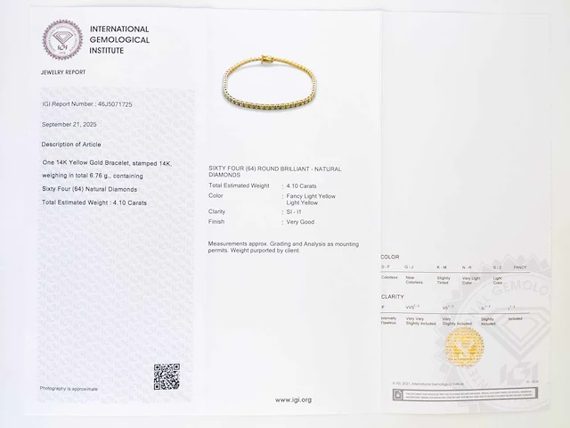 14 krt geel gouden tennis armband met natuurlijke diamant 4,10 crt - afbeelding 2 van  7
