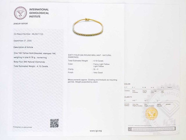14 krt geel gouden tennis armband met natuurlijke diamant 4,10 crt - afbeelding 2 van  7