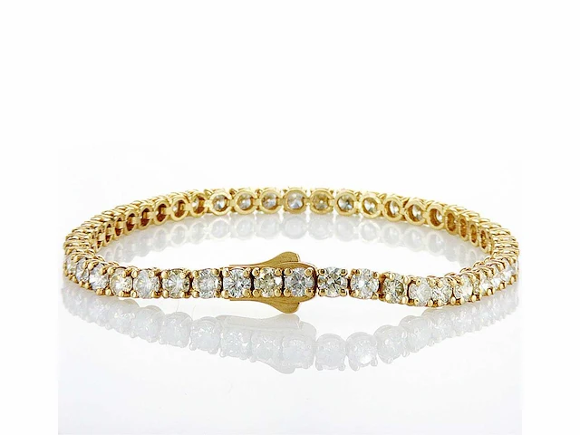 14 krt. geelgouden armband met 8,18 crt. diamanten naturel - afbeelding 4 van  5