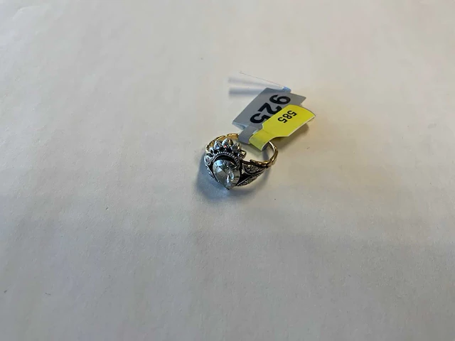 14 krt geelgouden en zilveren ring - afbeelding 1 van  4