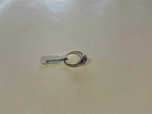 14 krt geelgouden en zilveren rozetring ring - afbeelding 3 van  3