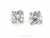 14 krt geelgouden oorstekers met 6,06 crt diamant - afbeelding 2 van  7