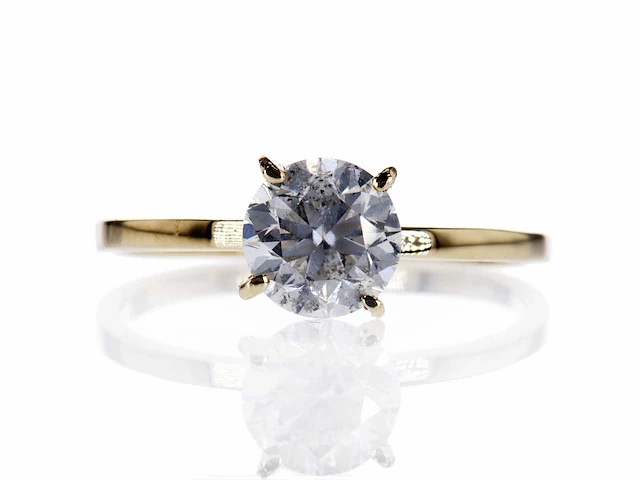 14 krt. geelgouden ring met 1,25 crt. natuurlijke diamant - afbeelding 1 van  6