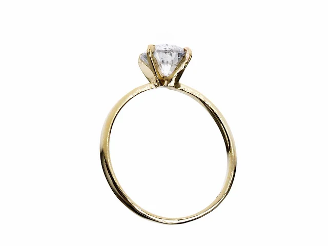 14 krt. geelgouden ring met 1,25 crt. natuurlijke diamant - afbeelding 4 van  6