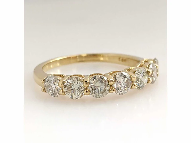 14 krt gouden ring met 7 natuurlijke diamanten 1,31crt - afbeelding 1 van  5