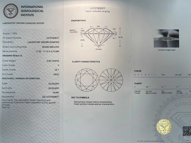 14 krt gouden ring met diamant 5,08 crt - afbeelding 2 van  9