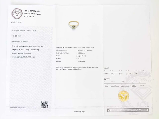 14 krt gouden ring met natuurlijke diamant 0,93 crt - afbeelding 2 van  5