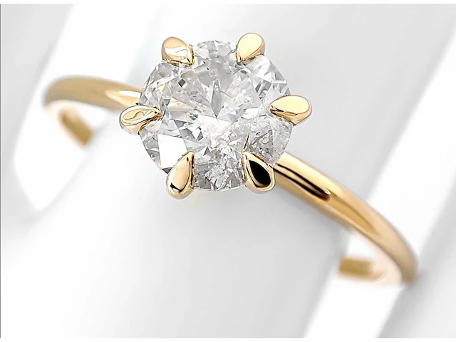 14 krt gouden ring met natuurlijke diamant 1,04 crt - afbeelding 1 van  8