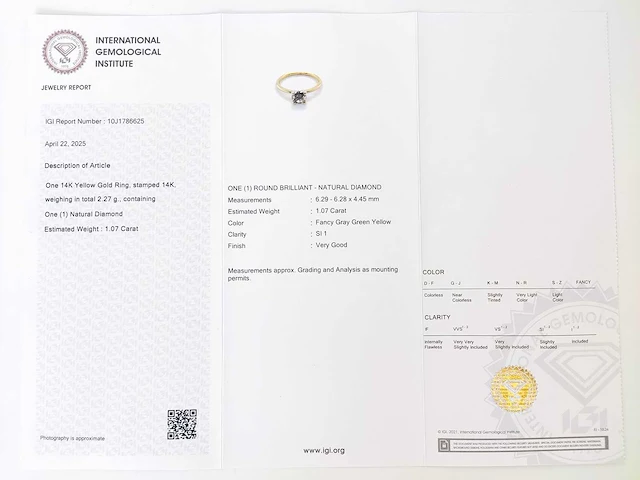 14 krt gouden ring met natuurlijke diamant 1,07 crt - afbeelding 3 van  5