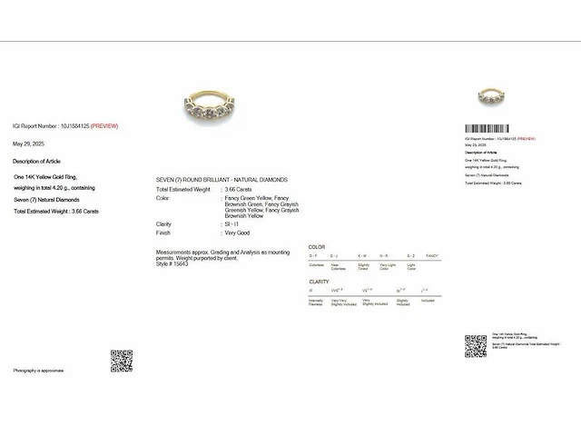 14 krt gouden ring met natuurlijke diamanten 3,66 crt - afbeelding 3 van  7