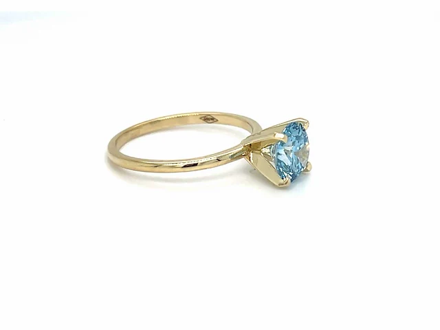 14 krt gouden ring met prachtige blauwe diamant 1,51 crt - afbeelding 6 van  11