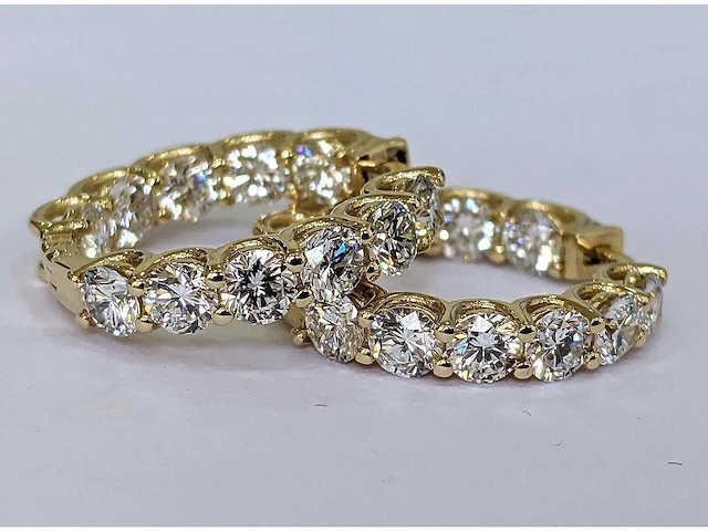14 krt. oorstekers 22 diamanten 3,75 crt. - afbeelding 4 van  5
