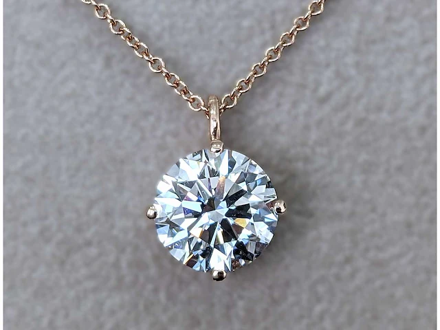 14 krt. rose gouden ketting met 3,00 crt. diamant f-vs1 met certificaat - afbeelding 6 van  7