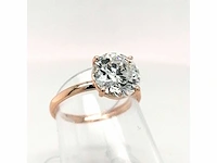 14 krt. rose gouden ring met 3,03 diamant e-vs1 met certificaat - afbeelding 1 van  8
