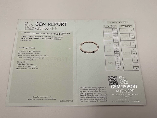 14 krt. rose gouden ring met diamant 0,54 crt. naturel - afbeelding 7 van  11