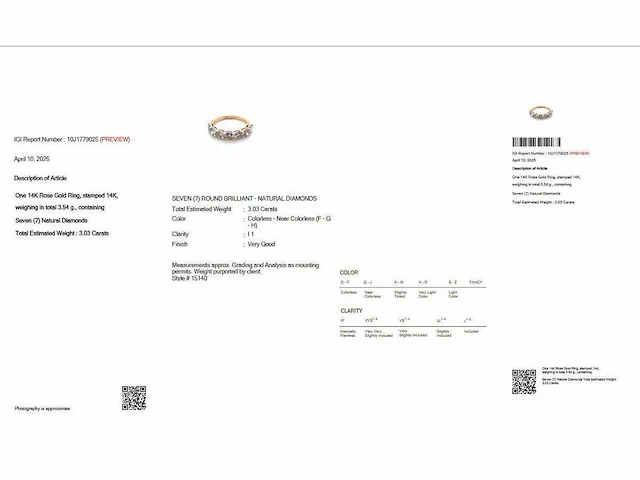 14 krt. rose gouden ring met diamant 3,03 crt. naturel - afbeelding 5 van  11