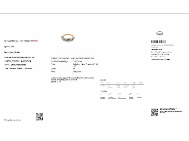 14 krt. rose gouden ring met diamant 3,03 crt. naturel - afbeelding 5 van  11