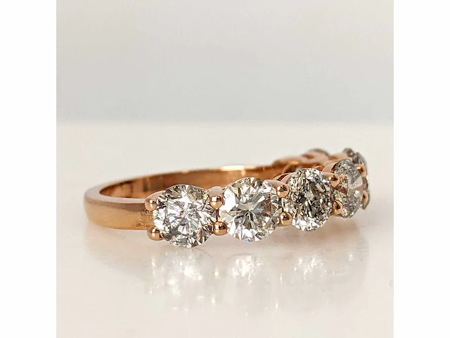 14 krt. rose gouden ring met diamant 3,03 crt. naturel - afbeelding 6 van  11
