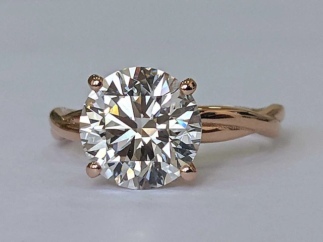 14 krt. rose gouden ring met diamant 3,10 crt. - afbeelding 3 van  9