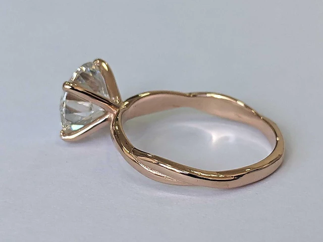 14 krt. rose gouden ring met diamant 3,10 crt. - afbeelding 5 van  9