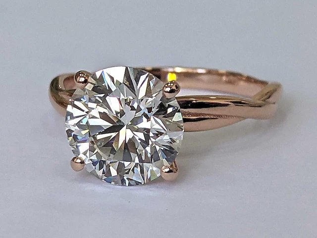 14 krt. rose gouden ring met diamant 3,10 crt. - afbeelding 6 van  9