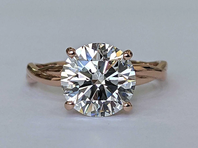 14 krt. rose gouden ring met diamant 3,10 crt. - afbeelding 7 van  9