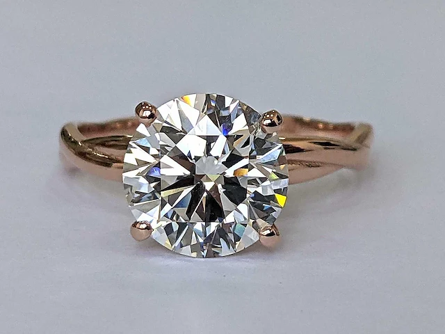 14 krt. rose gouden ring met diamant 3,10 crt. - afbeelding 9 van  9
