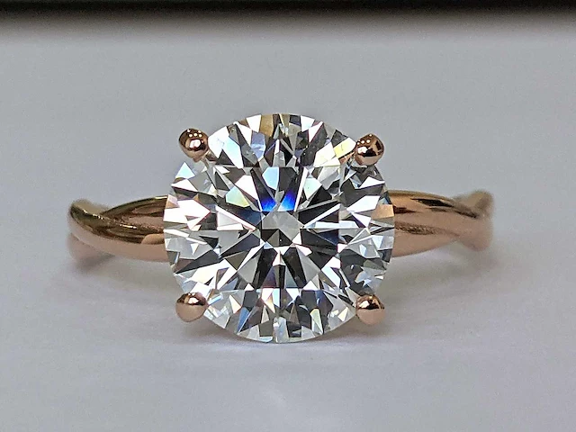 14 krt. rose gouden ring met diamant 3,10 crt. - afbeelding 1 van  9
