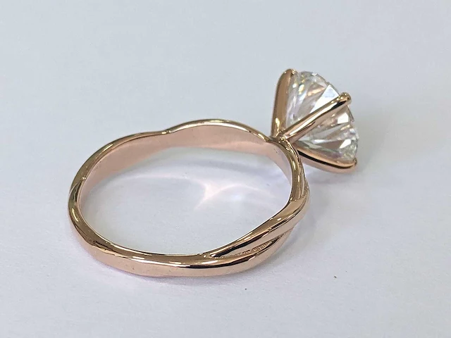14 krt. rose gouden ring met diamant 3,10 crt. - afbeelding 8 van  9