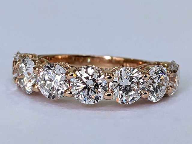 14 krt. rose gouden ring met diamant 3,41 crt. - afbeelding 1 van  8