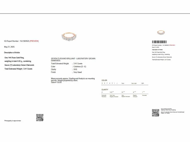 14 krt. rose gouden ring met diamant 3,41 crt. - afbeelding 2 van  8