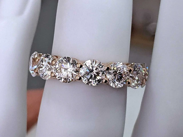 14 krt. rose gouden ring met diamant 3,41 crt. - afbeelding 3 van  8