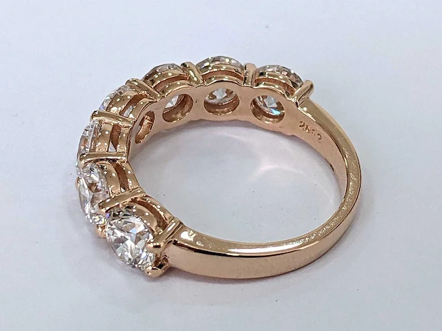 14 krt. rose gouden ring met diamant 3,41 crt. - afbeelding 4 van  8