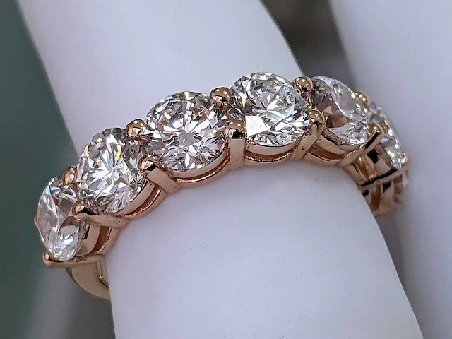 14 krt. rose gouden ring met diamant 3,41 crt. - afbeelding 6 van  8