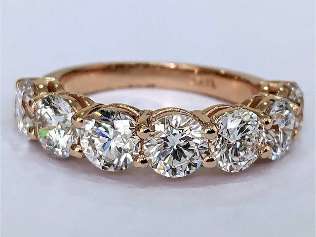 14 krt. rose gouden ring met diamant 3,41 crt. - afbeelding 7 van  8