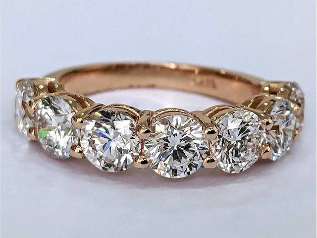 14 krt. rose gouden ring met diamant 3,41 crt. - afbeelding 1 van  8