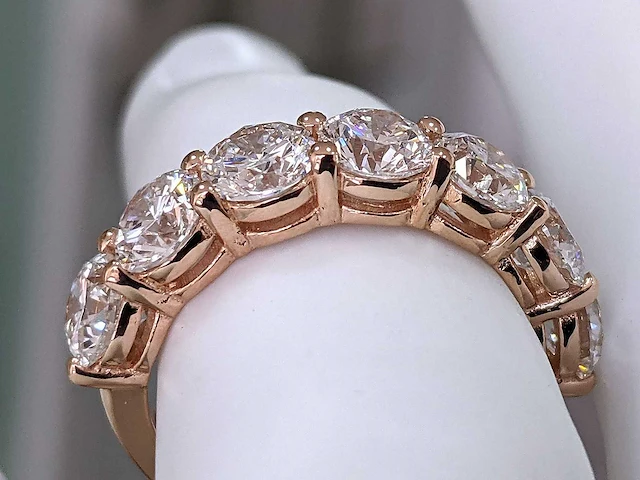 14 krt. rose gouden ring met diamant 3,41 crt. - afbeelding 6 van  8