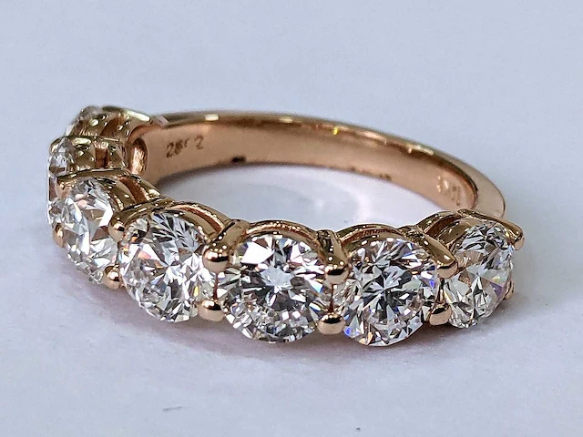 14 krt. rose gouden ring met diamant 3,41 crt. - afbeelding 8 van  8