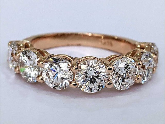 14 krt. rose gouden ring met diamant 3,41 crt. - afbeelding 1 van  8