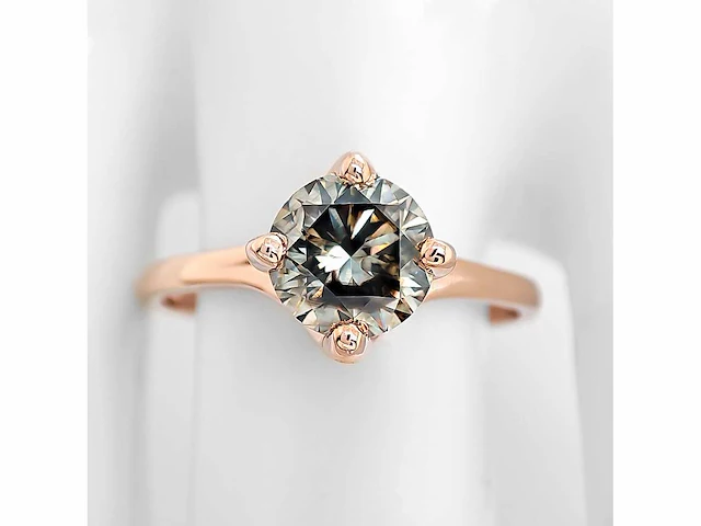 14 krt rose gouden ring met natuurlijke diamant 1,11 crt - afbeelding 3 van  5